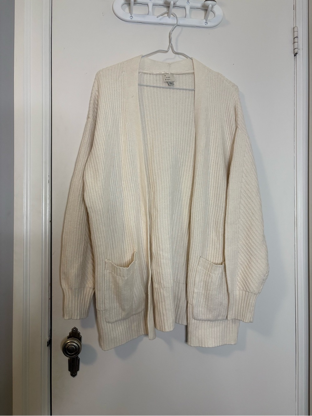a new day Cream Open-Front Pocket Cardigan